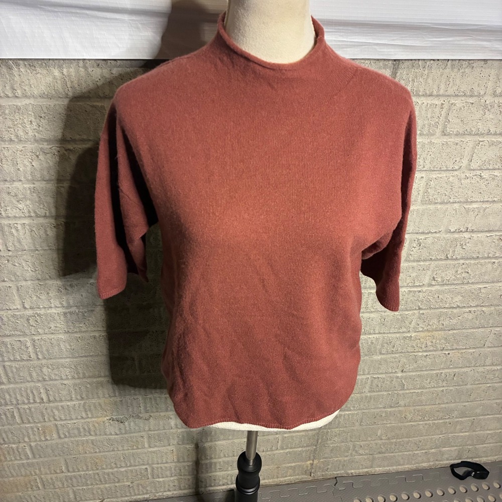 MRS‎ & HUGS Pure Cashmere Mock Neck Dolman Sleeve Sweater Dusty Rose XS